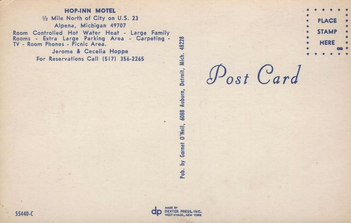 Dew Drop Inn Motel (Hop-Inn Motel) - Old Postcard (newer photo)